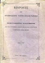 Risposta alle osservazioni fatte sulle parole di Bernardino Salomone sul modo d'ottenere il pareggio del bilancio dello stato e diminuzione delle imposte