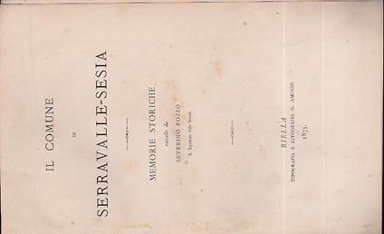 Il Comune di Serravalle Sesia. Memorie storiche - Severino Pozzo - copertina