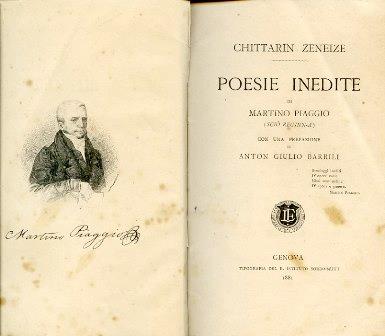 Chitarrin zeneize. Poesie inedite. Con una prefazione di Anton Giulio Barrili - Martino Piaggio - copertina