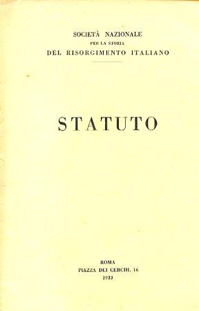 Società Nazionale per la Storia del Risorgimento Italiano. Statuto - copertina