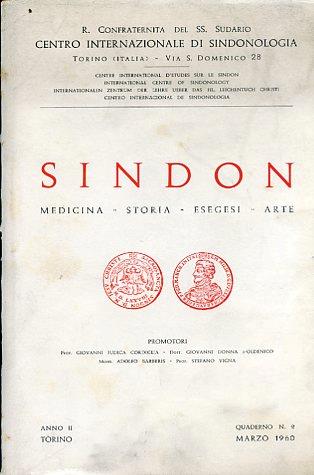 Sindon. Medicina Storia Esegesi Arte. R. Confraternita del SS. Sudario. Centro Internazionale di Sindonologia. Anno II. Quaderno n. 2. Marzo 1960 - Giovanni Judica Cordiglia - copertina