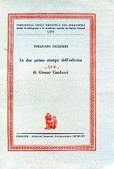 Le due prime stampe dell'odicina Ave di Giosue Carducci - Torquato Barbieri - copertina