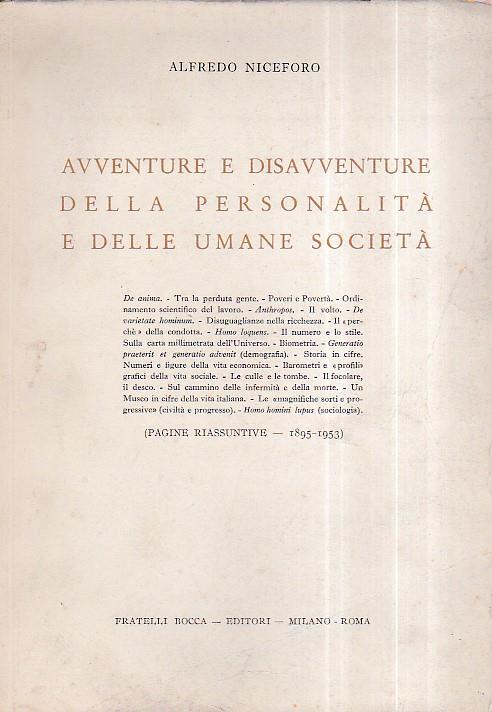 Avventure e disavventure della personalità e delle umane società - Alfredo Niceforo - copertina