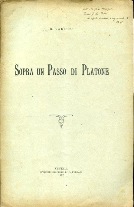 Sopra un Passo di Platone. Copia autografata