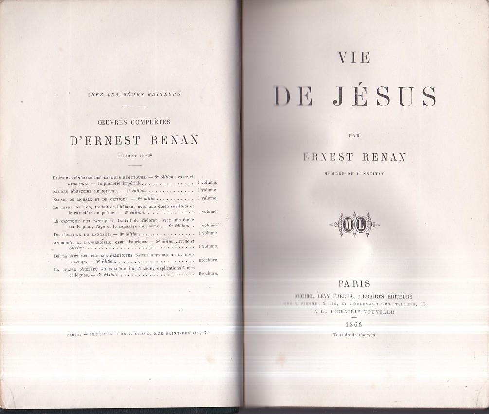 Vie de Jésus. Prima edizione