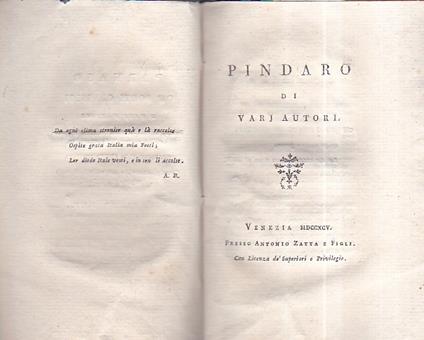Pindaro di varj autori - Pindaro - copertina