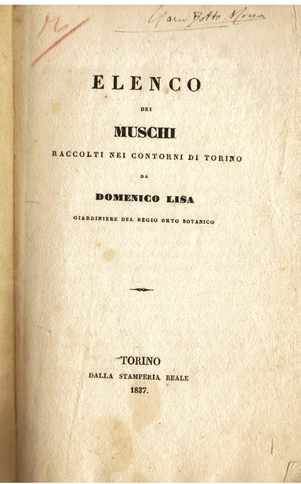 Elenco dei muschi raccolti nei contorni di Torino