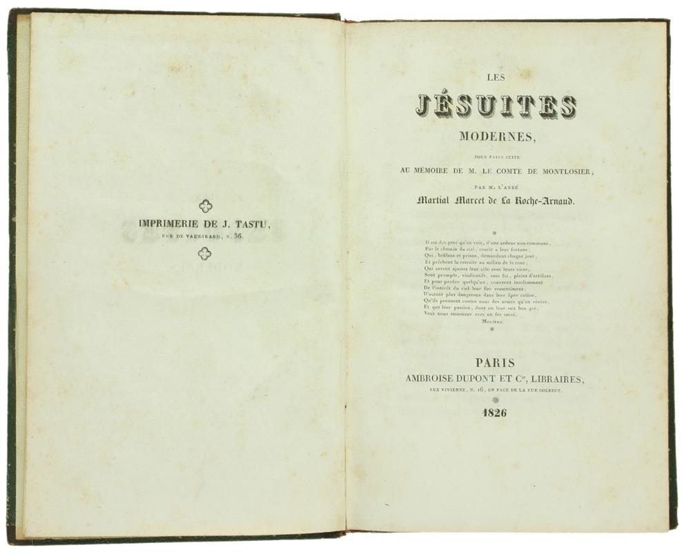 Les Jesuites Modernes, Pour Faire Suite au Mémoire de M. le Comte de Montlosier