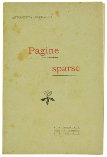 Pagine Sparse - Antonietta Giacomelli - copertina