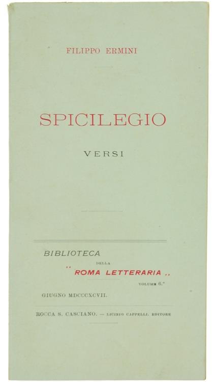 Spicilegio. Versi - Filippo Ermini - copertina