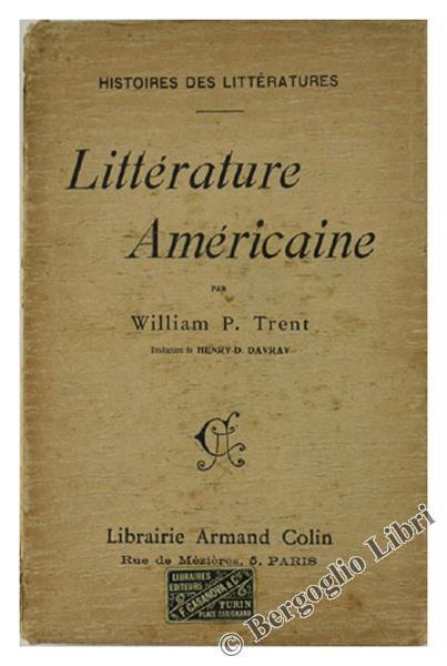 Litterature Americaine - William Trent - copertina