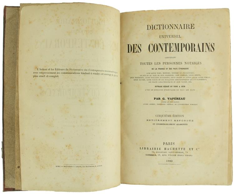 Dictionnaire Universel des Contemporains Contenant Toutes les Personnes Notables de la France et des Pays Étrangers