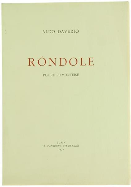 Rondole. Poesie Piemontéise - Aldo Daverio - copertina