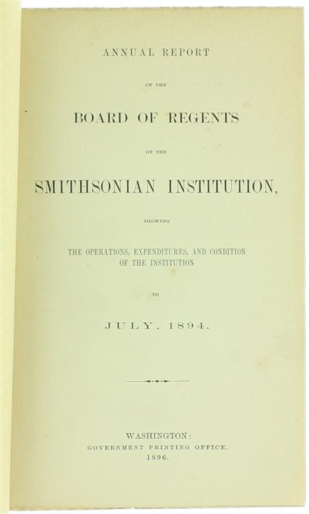 Report of S.P.Langley, Secretary of the Smithsonian Institution, for the Year Ending June 30, 1894 - S.P. Langley - copertina