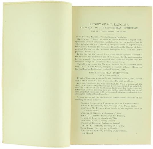 Report of S.P.Langley, Secretary of the Smithsonian Institution, for the Year Ending June 30, 1894 - S.P. Langley - 2