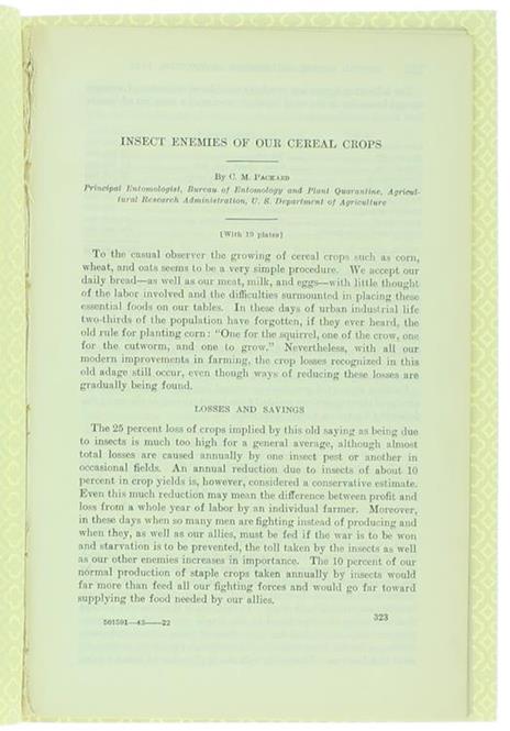 Insect Enemies of Our Cereal Crops - C.M. Packard - copertina