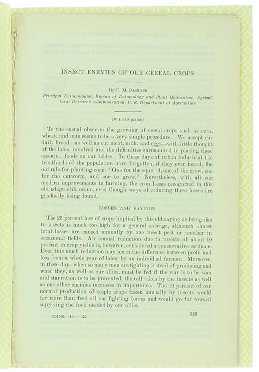 Insect Enemies of Our Cereal Crops - C.M. Packard - copertina