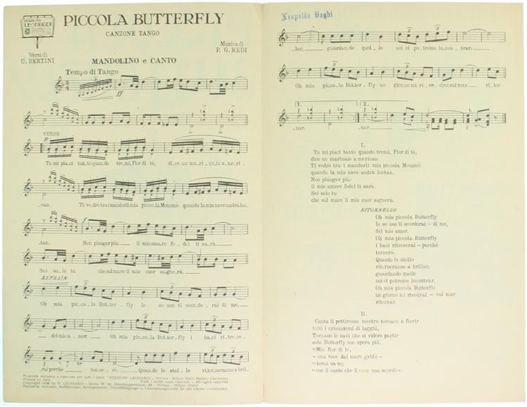 Piccola Butterfly. Canzone Tango