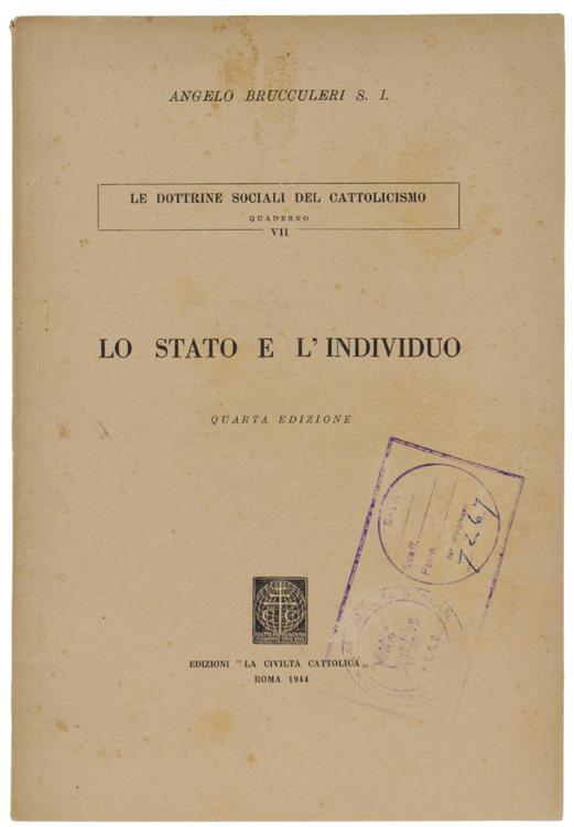 Lo Stato e l'Individuo - Angelo Brucculeri - copertina
