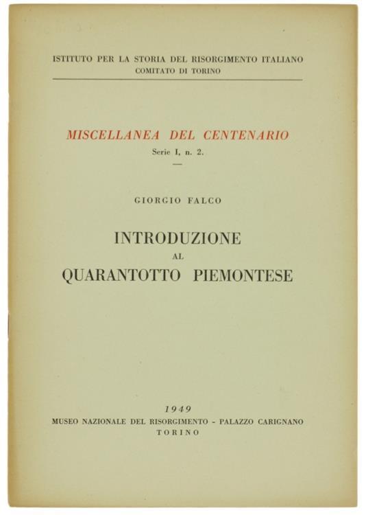Introduzione al Quarantotto Piemontese - Giuseppe Falco - copertina