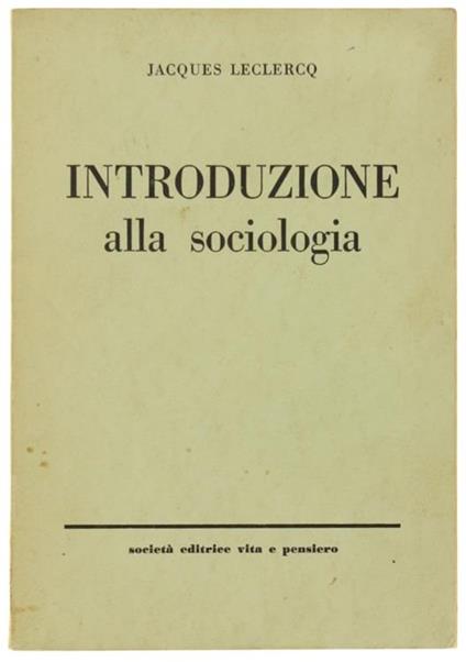Introduzione alla Sociologia - Jacques Leclercq - copertina