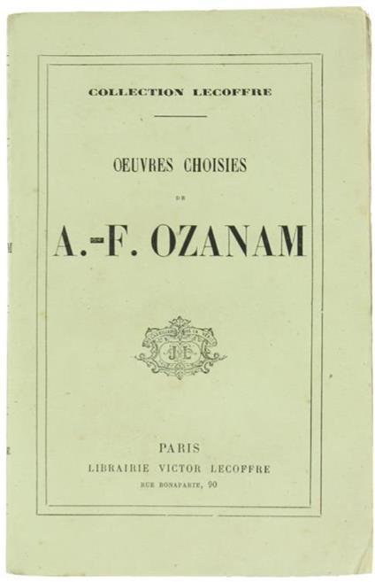 Oeuvres Choisie - Federico Ozanam - copertina