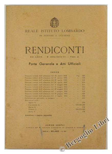 Rendiconti. Parte Generale e Atti Ufficiali. Vol. LXXIv. 5° Serie III - Fasc. 2 - Isabella Reale - copertina