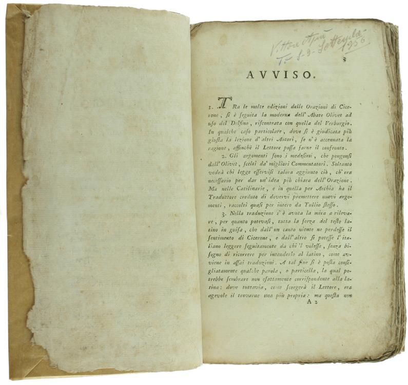Orazioni Scelte L Senato, al Popolo, a Cesare Recate in Lingua Toscana a Riscontro del Testo Latino Corretto Secondo le Edizioni del Verburgio e dell'Oliver. con Note Cavate da Più Accreditati Commentatori ed Accresciute dal P. Giuseppe Antonio Canov