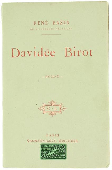 Davidee Birot. Roman - René Bazin - copertina