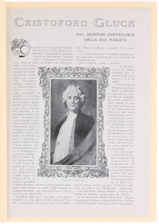 Cristoforo Gluck nel Secondo Centenario della Sua Nascita - Massimo Bontempelli - copertina