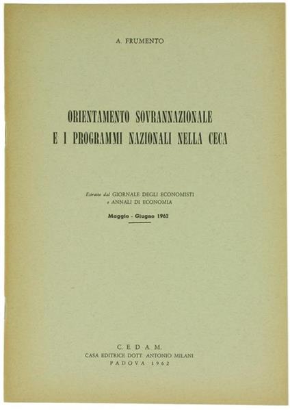 Orientamento Sovranazionale e i Programmi Nazionali nella Ceca - Armando Frumento - copertina