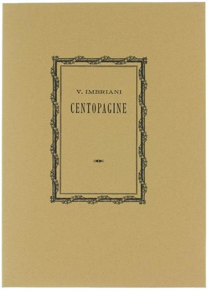 Centopagine - Vittorio Imbriani - copertina