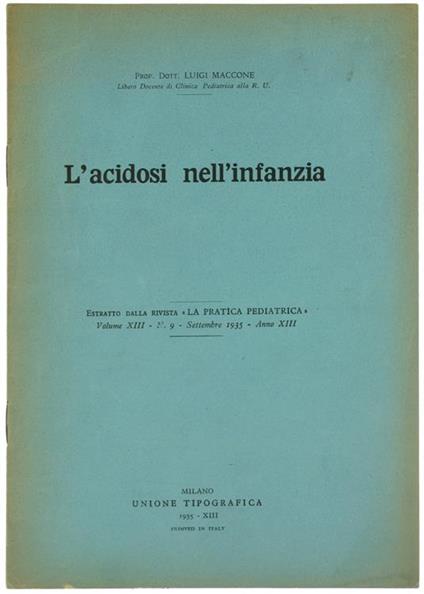 L' Acidosi nell'Infanzia - Luigi Maccone - copertina