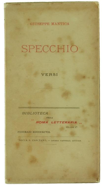 Specchio. Versi - Giuseppe Mantica - copertina
