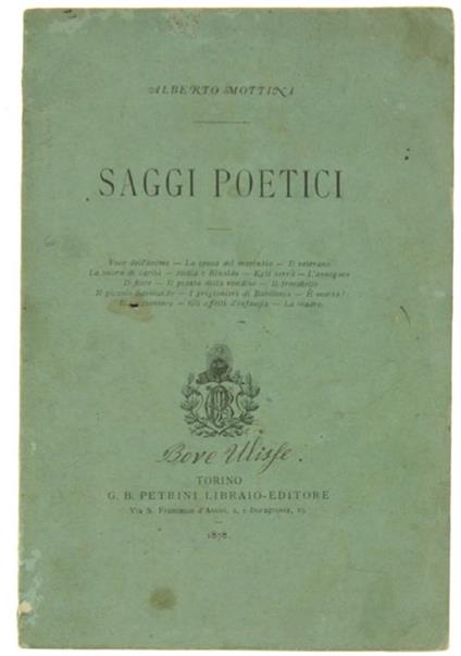 Saggi Poetici - Alberto Mottini - copertina