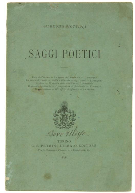 Saggi Poetici - Alberto Mottini - copertina