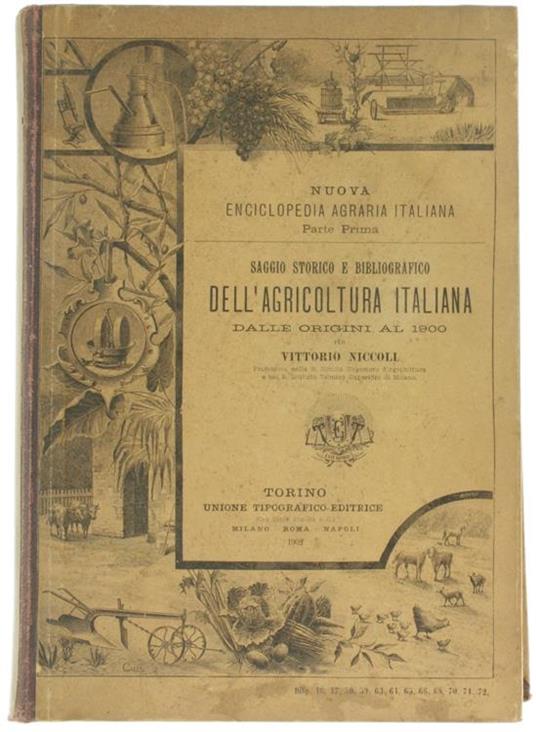Saggio Storico e Bibliografico dell'Agricoltura Italiana dalle Origini al 1800 - Vittorio Niccoli - copertina