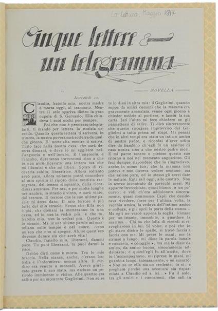 Cinque Lettere e un Telegramma. Novella - Marco Praga - copertina