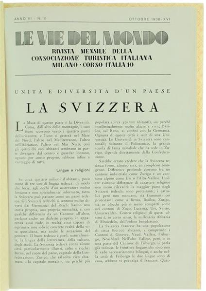 La Svizzera. Unità e Diversità d'Un Paese - Giuseppe Zoppi - copertina