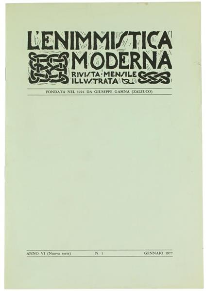 L' Enimmistica Moderna, Rivista Mensile Illustrata. Anno Vi-1977. N. 1 - Filippo De Vecchi - copertina