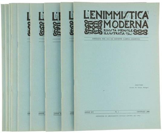 L' Enimmistica Moderna. Rivista Mensile Illustrata. Anno XV. Annata Completa 1986 - Filippo De Vecchi - copertina