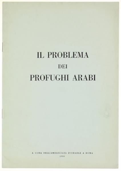 Il Problema dei Profughi Arabi - copertina