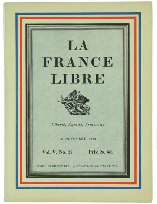La France Libre. Vol. V, No. 25 - copertina