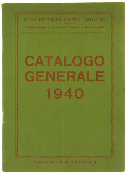 Catalogo Generale Bietti 1940 - copertina