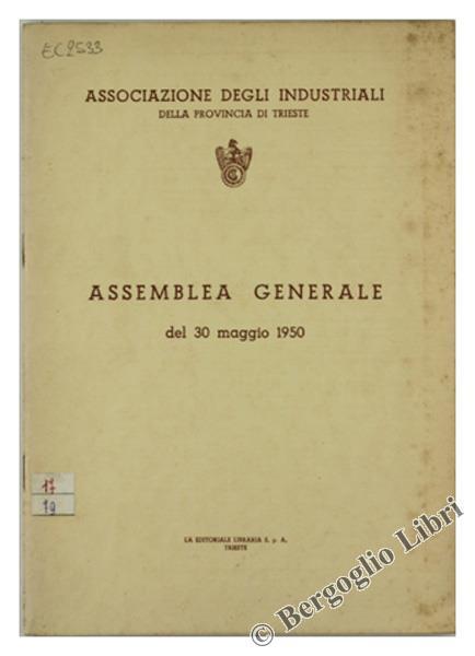 Assemblea Generale del 30 Maggio 1950 - copertina