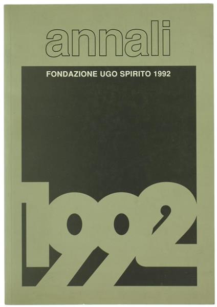 Annali della Fondazione Ugo Spirito 1992. Iv - copertina
