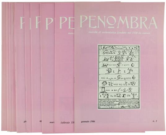 Penombra. Mensile di Enimmistica. Anno LXVII. 1986 Completo in Fascicoli - copertina