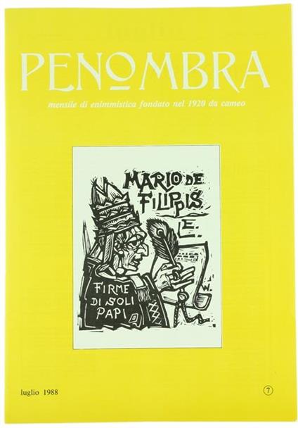 Penombra. Mensile di Enimmistica. Anno LXIx-1988. N. 7 - copertina