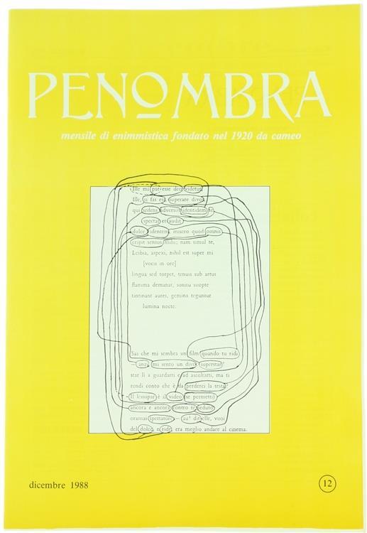 Penombra. Mensile di Enimmistica. Anno LXIx-1988 - N. 12 - copertina