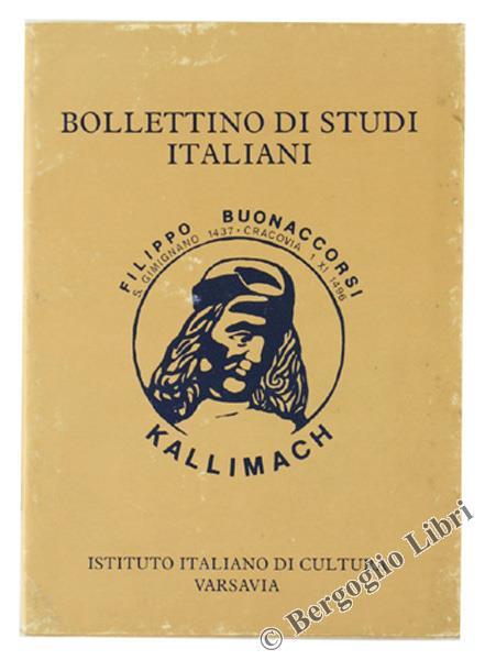 Bollettino di Studi Italiani. Rivista Annuale. Anno i - N.1 - copertina
